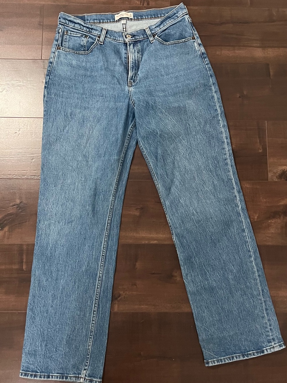 Abercrombie & Fitch Women's Curve Love “The Baggy” Mid Rise Jean - Medium Blue